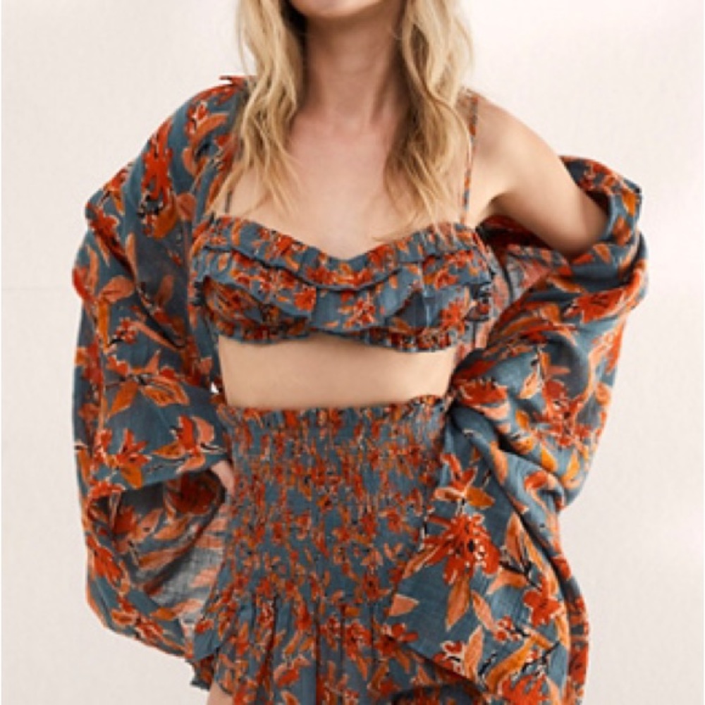 Free People Bali Painterly Tropic Button Down Top